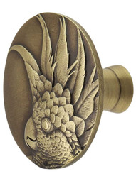 Cockatoo Small Knob - Right Hand in Antique Brass.